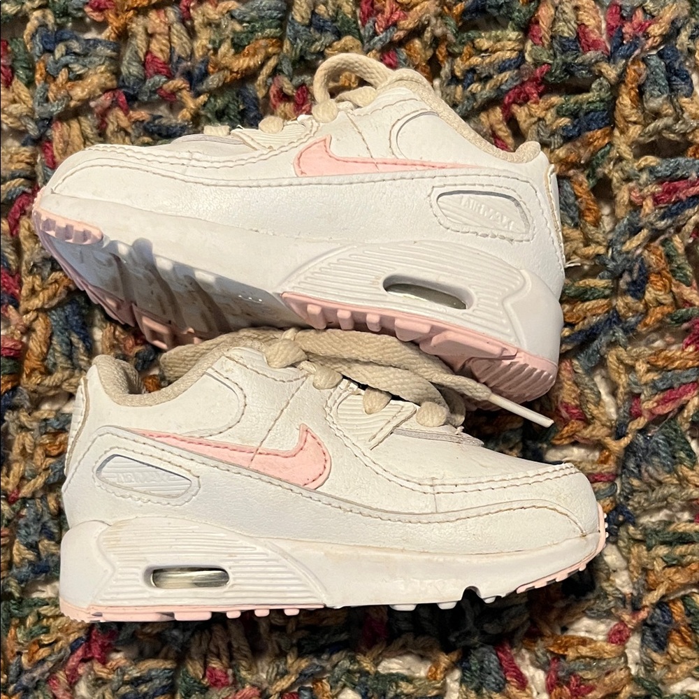 Nike Kids White and Pink Sneakers